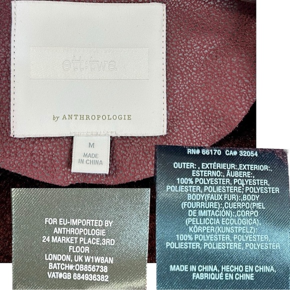 Anthropologie - Women’s ‘Costello’ Moto Sherpa Jacket, Burgundy - Red, Medium - Picture 10 of 15